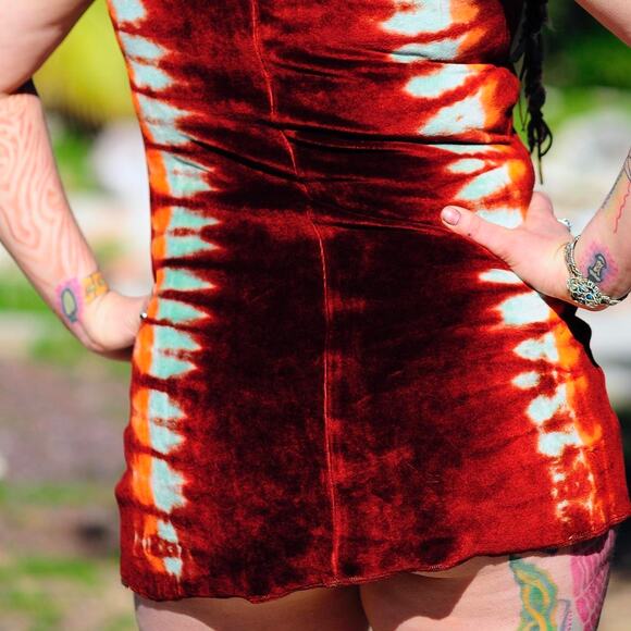 Womens Dress Size Small Tie Dye Baby Doll Handmade Festival Concert Vacation - Picture 2 of 6